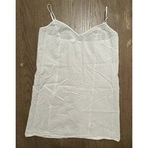 Brooklyn Industries Sheer Slip Dress White Large Adjustable Straps Mini Cotton